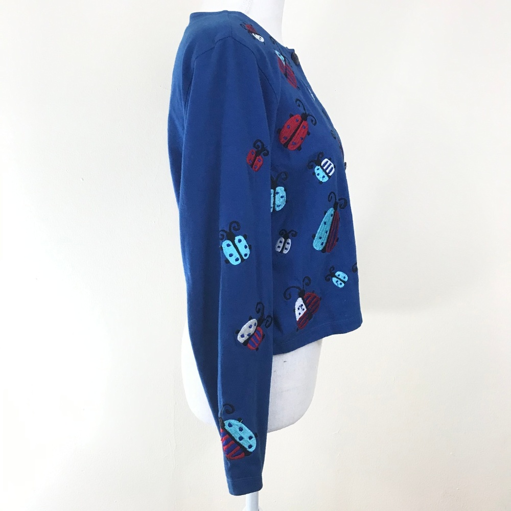 Michael Simon Embroidered Ladybug Button Cardigan - image 5